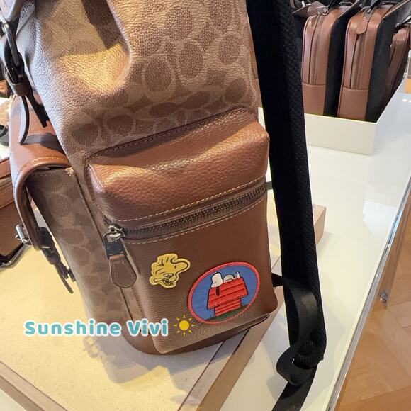 NWT COACH x PEANUTS 2025 Sprint Backpack Signature Canvas Patch CBI44 Snoopy - Picture 2 of 9